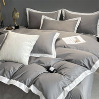 HKM-218131 Modern Solid Color Pure Cotton Four-Piece Fitted Bed Sheet Set