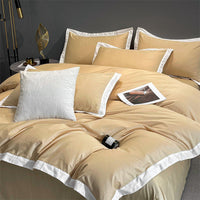 HKM-218131 Modern Solid Color Pure Cotton Four-Piece Fitted Bed Sheet Set