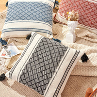 HKM-218195 Geometric Striped Woven Jacquard Cushion Cover in Vibrant Colors - 45x45cm