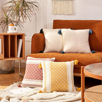 HKM-218195 Geometric Striped Woven Jacquard Cushion Cover in Vibrant Colors - 45x45cm