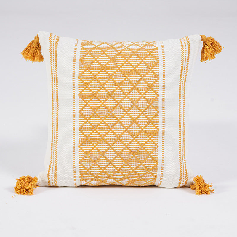 HKM-218195 Geometric Striped Woven Jacquard Cushion Cover in Vibrant Colors - 45x45cm