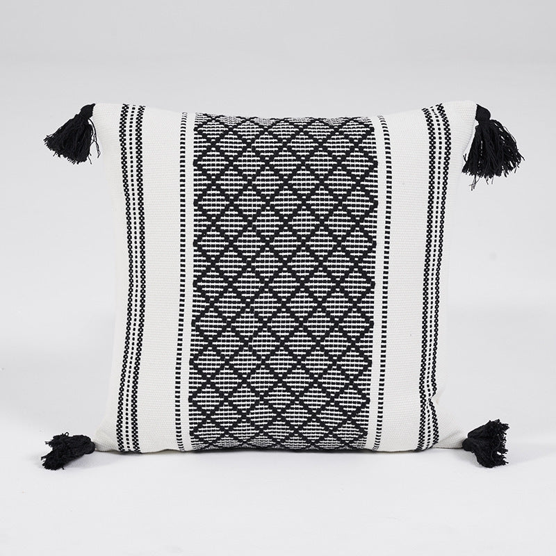 HKM-218195 Geometric Striped Woven Jacquard Cushion Cover in Vibrant Colors - 45x45cm