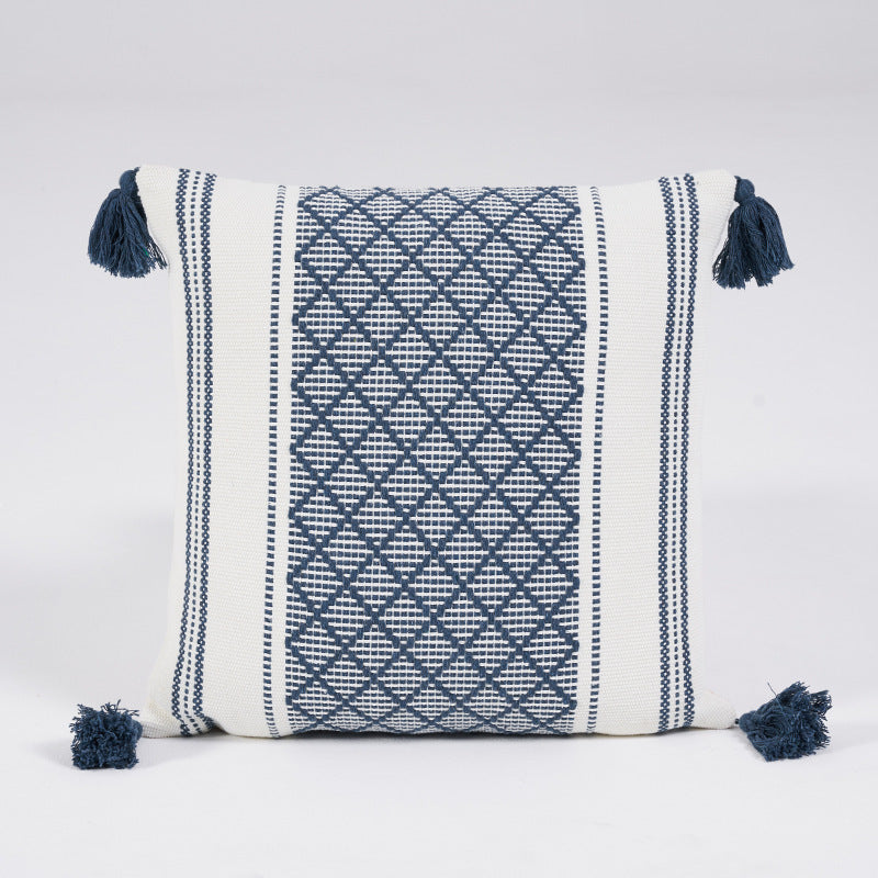 HKM-218195 Geometric Striped Woven Jacquard Cushion Cover in Vibrant Colors - 45x45cm