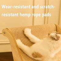 HKM-218259 Natural Wood Sisal Cat Hammock with Scratching Board - Ergonomic Indoor Cat Furniture for Rest and Play