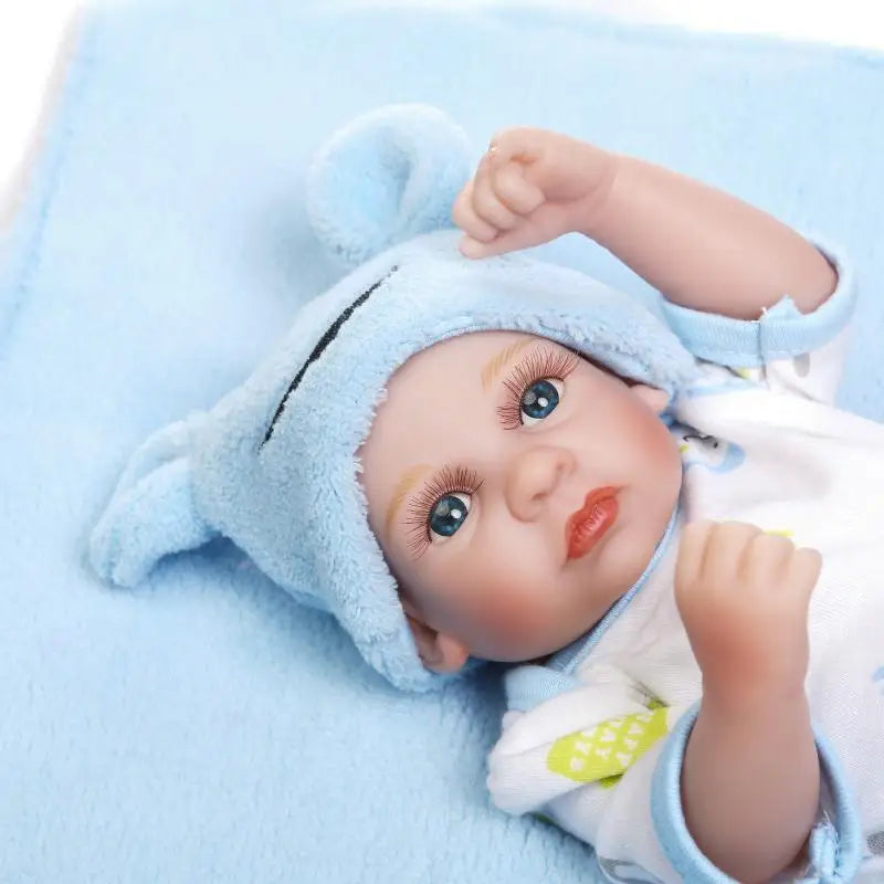 HKM-218643 28cm Reborn Silicone Baby Doll - Realistic Newborn Girl, Soft PVC Educational Toy for Ages 0-24 Months