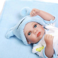 HKM-218643 28cm Reborn Silicone Baby Doll - Realistic Newborn Girl, Soft PVC Educational Toy for Ages 0-24 Months