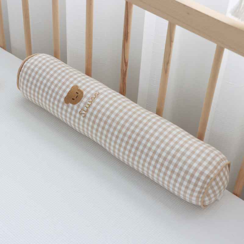 KTX-218771 Korean Cotton Bear Embroidery Headboard Pillow - Soft and Fluffy Comfort Pillow for Baby