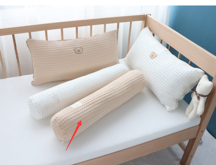 KTX-218771 Korean Cotton Bear Embroidery Headboard Pillow - Soft and Fluffy Comfort Pillow for Baby