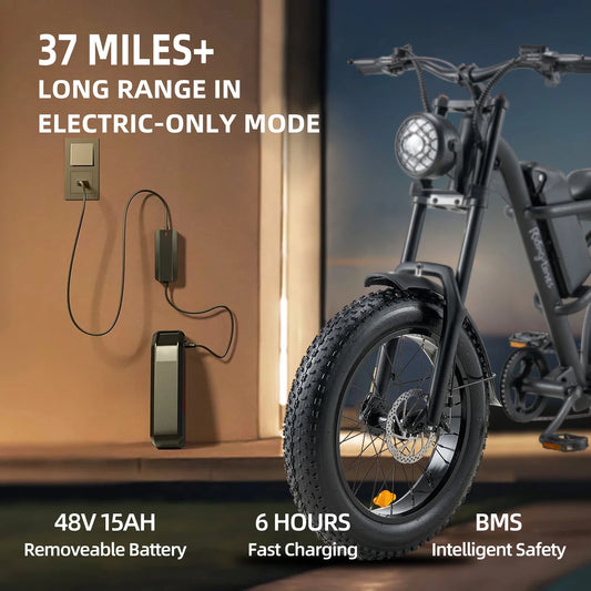 KTX-218899 Electric Fat Tire Bike with 2000W Motor, 7-Speed Gears, and Dual Battery for Adults