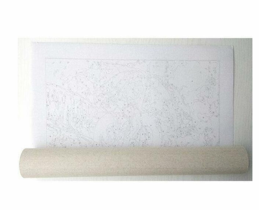 HKM-218963 DIY Painting By Numbers Kit - Linen Canvas with Brush, Paint, and Hook Included
