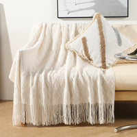 HKM-218963 Nordic Knitted Acrylic Sofa Cover and Leisure Blanket, Geometric Pattern, Modern Design 127x152+15CM