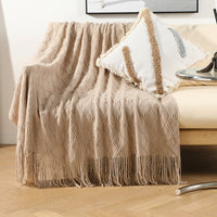 HKM-218963 Nordic Knitted Acrylic Sofa Cover and Leisure Blanket, Geometric Pattern, Modern Design 127x152+15CM