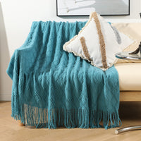 HKM-218963 Nordic Knitted Acrylic Sofa Cover and Leisure Blanket, Geometric Pattern, Modern Design 127x152+15CM