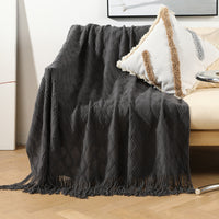 HKM-218963 Nordic Knitted Acrylic Sofa Cover and Leisure Blanket, Geometric Pattern, Modern Design 127x152+15CM