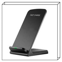 HKM-219027 Vertical Dual Coil Wireless Charger 10W Fast Charging Station with QI Standard Support