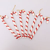 HKM-219091 Red and White Plastic Christmas Tree Crutches Prop Decorations - 17cm (Pack of 6)