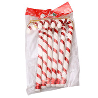 HKM-219091 Red and White Plastic Christmas Tree Crutches Prop Decorations - 17cm (Pack of 6)