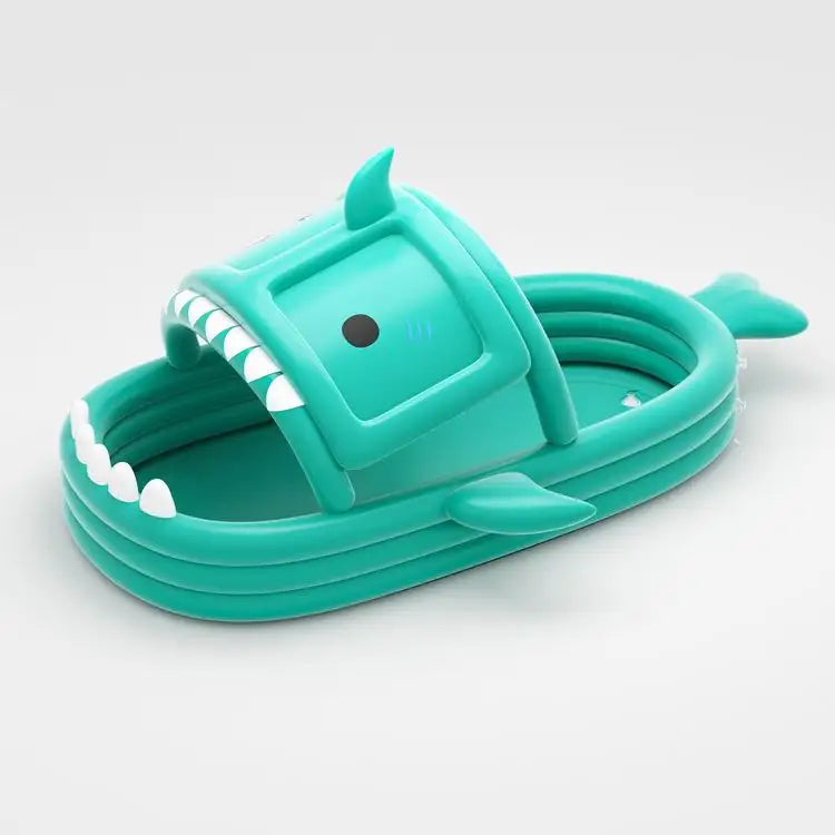 HKM-219219 Inflatable Shark-Shaped Baby Pool with Awning, Large Eco-Friendly PVC Design for Summer Fun