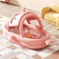 HKM-219219 Inflatable Shark-Shaped Baby Pool with Awning, Large Eco-Friendly PVC Design for Summer Fun