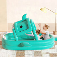 HKM-219219 Inflatable Shark-Shaped Baby Pool with Awning, Large Eco-Friendly PVC Design for Summer Fun