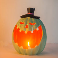 HKM-219411 Ceramic Pumpkin Ornaments for Christmas - Nordic Style Decorations in Blue & Yellow
