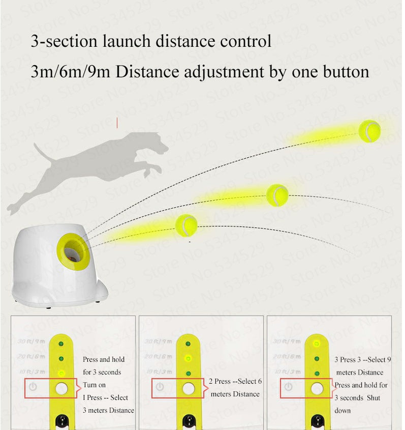 HKM-219475 Automatic Interactive Ball Launcher for Pets - Keep Dogs Engaged with Adjustable Launch Distances