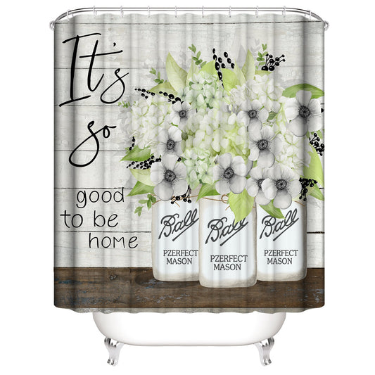 KTX-219667 Waterproof Mildew-proof 3D Floral Bathroom Curtain - Modern Design, Multiple Sizes Available