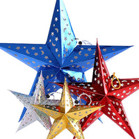 HKM-219731 Five-Pointed Star Christmas Ornaments in Gold, Red, Blue, Green, Silver - 30cm, 45cm, 60cm