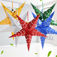 HKM-219731 Five-Pointed Star Christmas Ornaments in Gold, Red, Blue, Green, Silver - 30cm, 45cm, 60cm