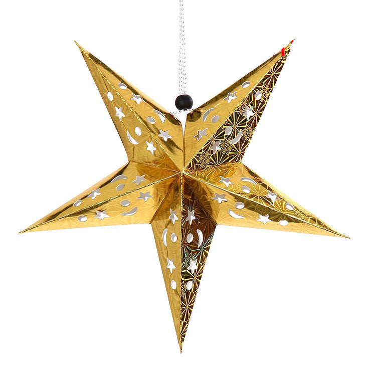 HKM-219731 Five-Pointed Star Christmas Ornaments in Gold, Red, Blue, Green, Silver - 30cm, 45cm, 60cm