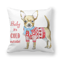 HKM-219795 Christmas Cartoon Cute Dog Peach Skin Fabric Pillow Cover - 45x45cm, Plush Material, Chinese Style, Multiple Colors