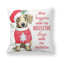 HKM-219795 Christmas Cartoon Cute Dog Peach Skin Fabric Pillow Cover - 45x45cm, Plush Material, Chinese Style, Multiple Colors