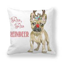 HKM-219795 Christmas Cartoon Cute Dog Peach Skin Fabric Pillow Cover - 45x45cm, Plush Material, Chinese Style, Multiple Colors