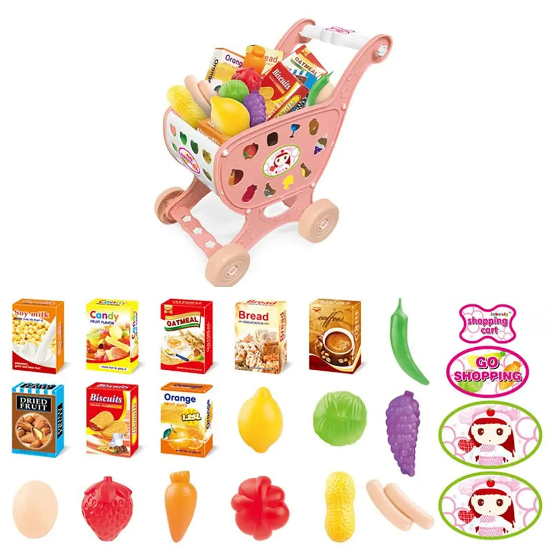 HKM-219795 Supermarket Grocery Store Toy Set with Shopping Cart for Kids Ages 2-13