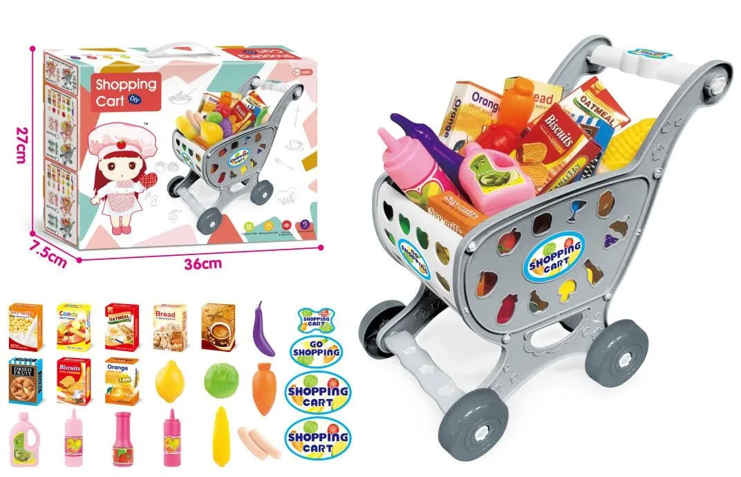 HKM-219795 Supermarket Grocery Store Toy Set with Shopping Cart for Kids Ages 2-13