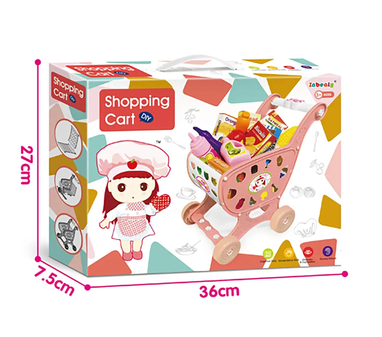 HKM-219795 Supermarket Grocery Store Toy Set with Shopping Cart for Kids Ages 2-13