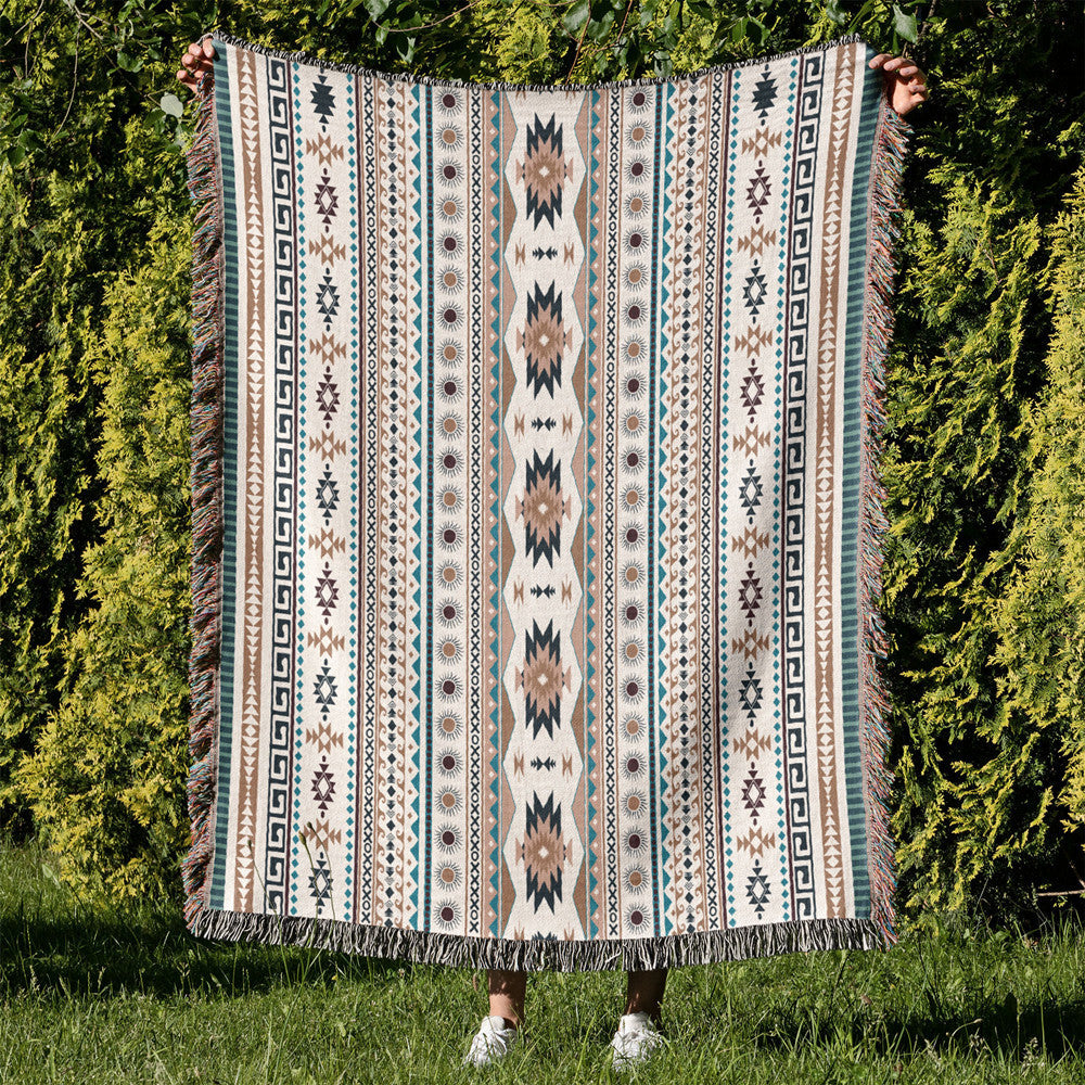 HKM-219923 Multifunctional Cotton Sofa Blanket Cover with Geometric Patterns in Various Sizes and Colors