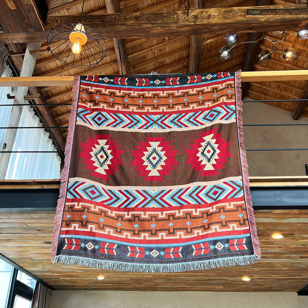 HKM-219923 Multifunctional Cotton Sofa Blanket Cover with Geometric Patterns in Various Sizes and Colors