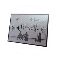 HKM-220243 Castle Village Embossing Knife Die Cutting Template - Carbon Steel, 132x135mm