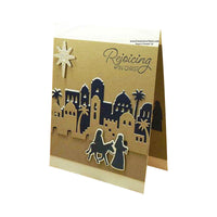 HKM-220243 Castle Village Embossing Knife Die Cutting Template - Carbon Steel, 132x135mm