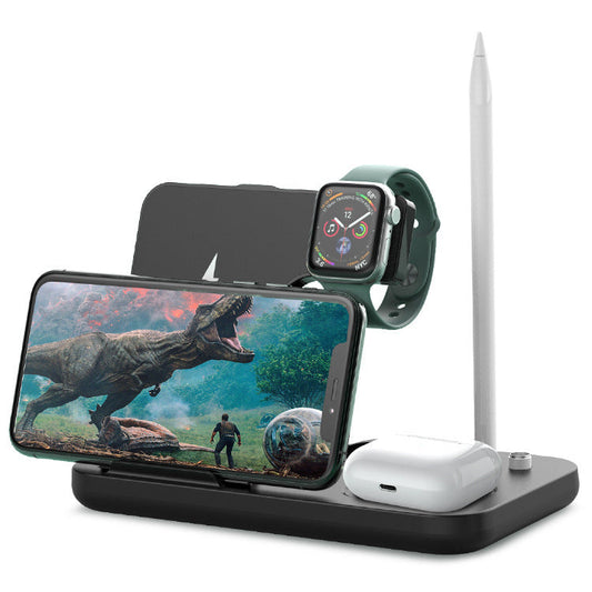 HKM-220307 15W Wireless Charger with Mobile Phone Holder, Watch and Headset Compatibility, Qi Standard, Black/White/Green