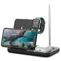 HKM-220307 15W Wireless Charger with Mobile Phone Holder, Watch and Headset Compatibility, Qi Standard, Black/White/Green