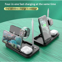 HKM-220307 15W Wireless Charger with Mobile Phone Holder, Watch and Headset Compatibility, Qi Standard, Black/White/Green