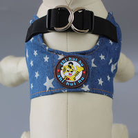 HKM-220307 Denim Star Pattern Small Dog Leash with Adjustable Bust Size Options