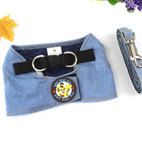HKM-220307 Denim Star Pattern Small Dog Leash with Adjustable Bust Size Options