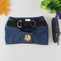 HKM-220307 Denim Star Pattern Small Dog Leash with Adjustable Bust Size Options