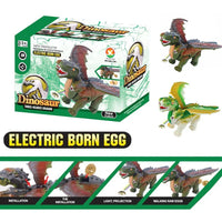HKM-220371 Electric Walking Simulation Dinosaur Toy with Light Projection and Raw Egg for Children