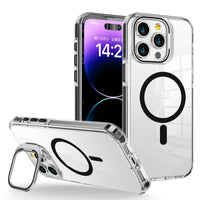 HKM-220371 Transparent Metal Invisible Frame Bracket for iPhone 11, 12, 13, 14 Series with Magnetic Suction and Anti-Fingerprint Features