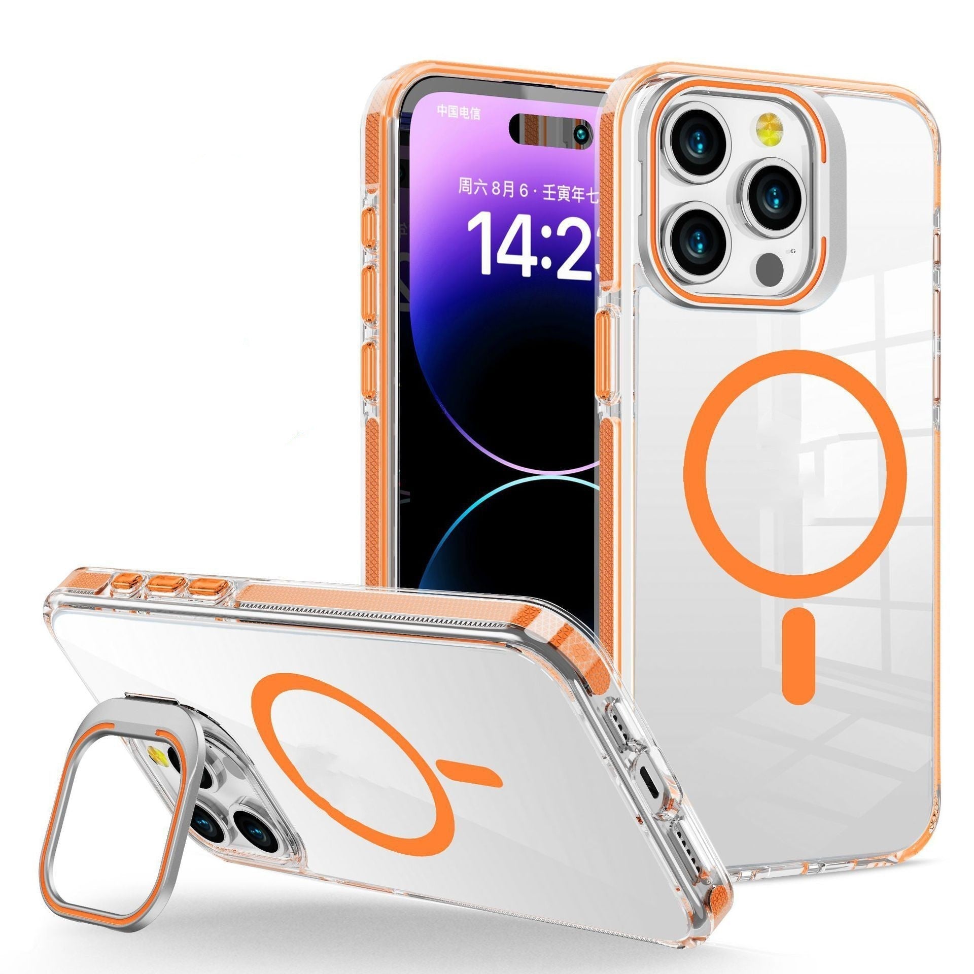 HKM-220371 Transparent Metal Invisible Frame Bracket for iPhone 11, 12, 13, 14 Series with Magnetic Suction and Anti-Fingerprint Features