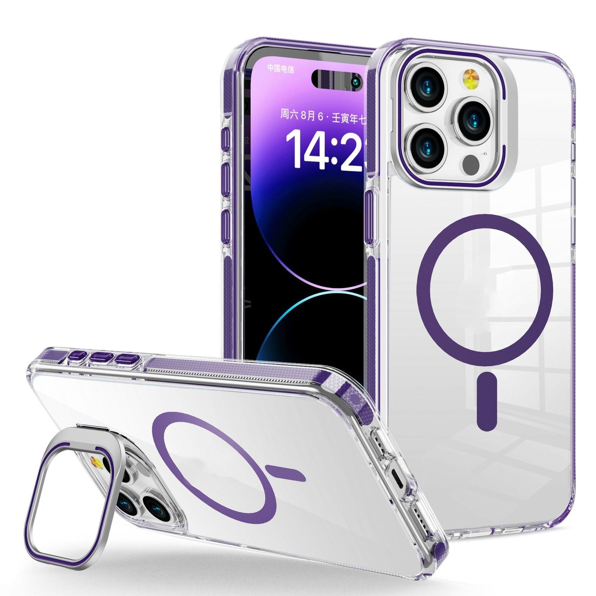 HKM-220371 Transparent Metal Invisible Frame Bracket for iPhone 11, 12, 13, 14 Series with Magnetic Suction and Anti-Fingerprint Features